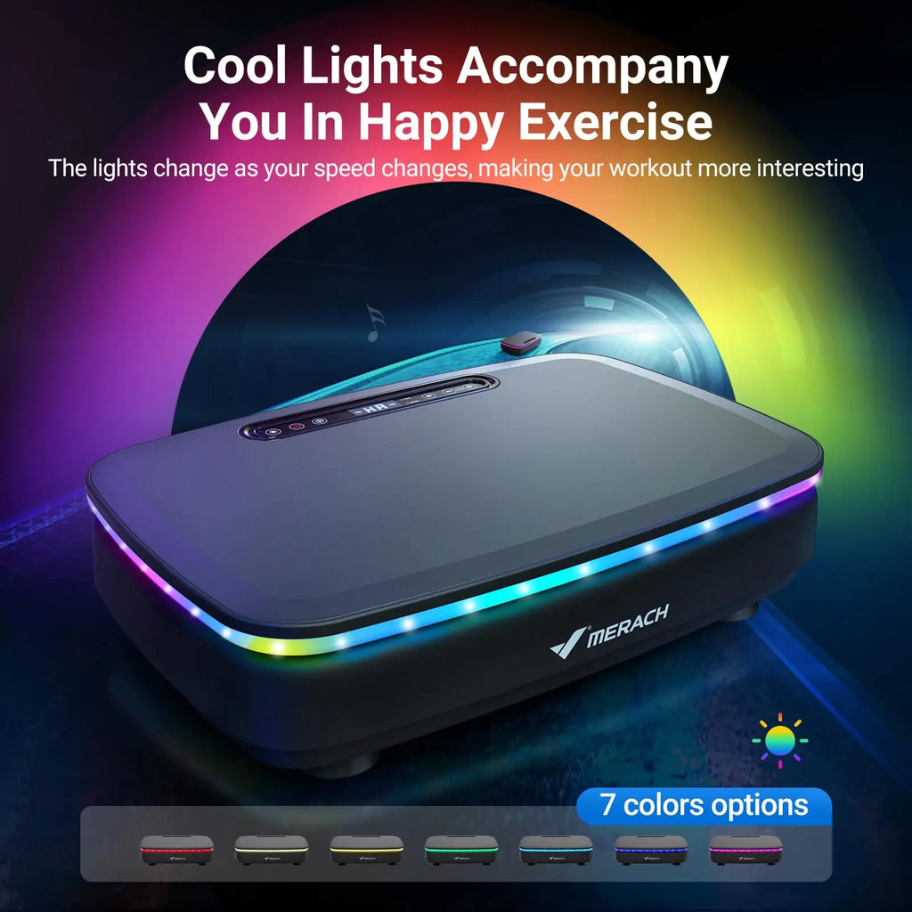 MERACH Vibration Plate Exercise Machine with Light Whole Body Workout Power Vibrate Platform Vibration Plate Lymphatic Drainage