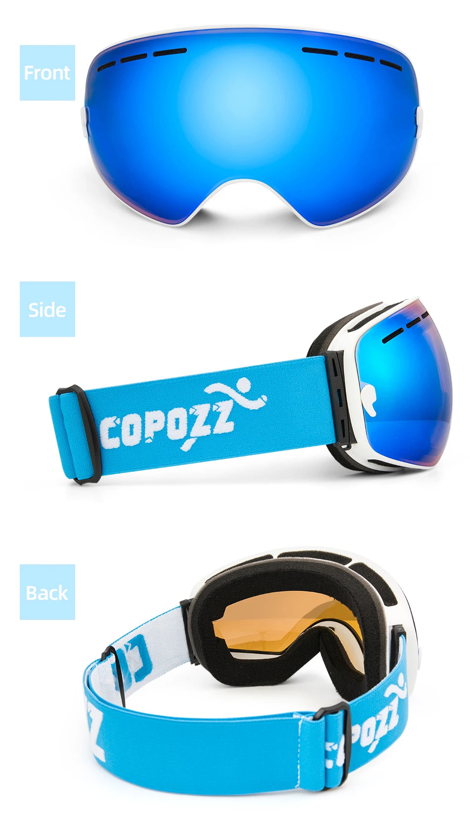 COPOZZ Brand Professional Ski Goggles Double Layers Lens Anti-fog UV400 Big Ski Glasses Skiing Snowboard Men Women Snow Goggles