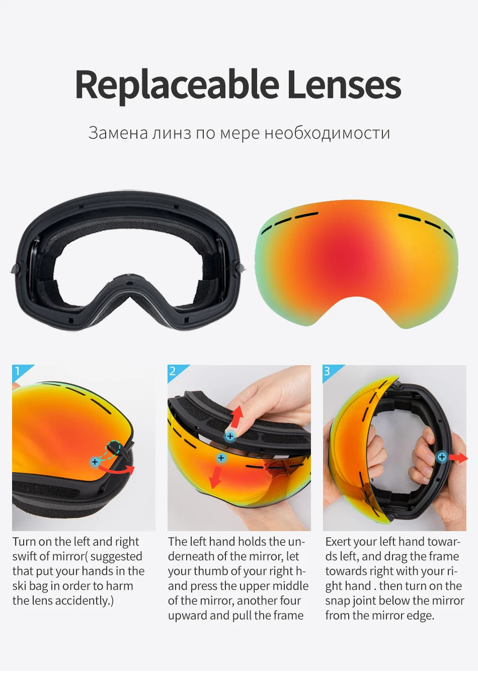 COPOZZ Brand Professional Ski Goggles Double Layers Lens Anti-fog UV400 Big Ski Glasses Skiing Snowboard Men Women Snow Goggles