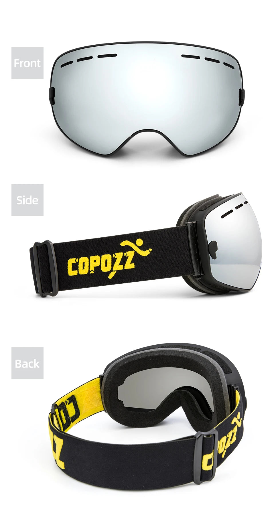 COPOZZ Brand Professional Ski Goggles Double Layers Lens Anti-fog UV400 Big Ski Glasses Skiing Snowboard Men Women Snow Goggles
