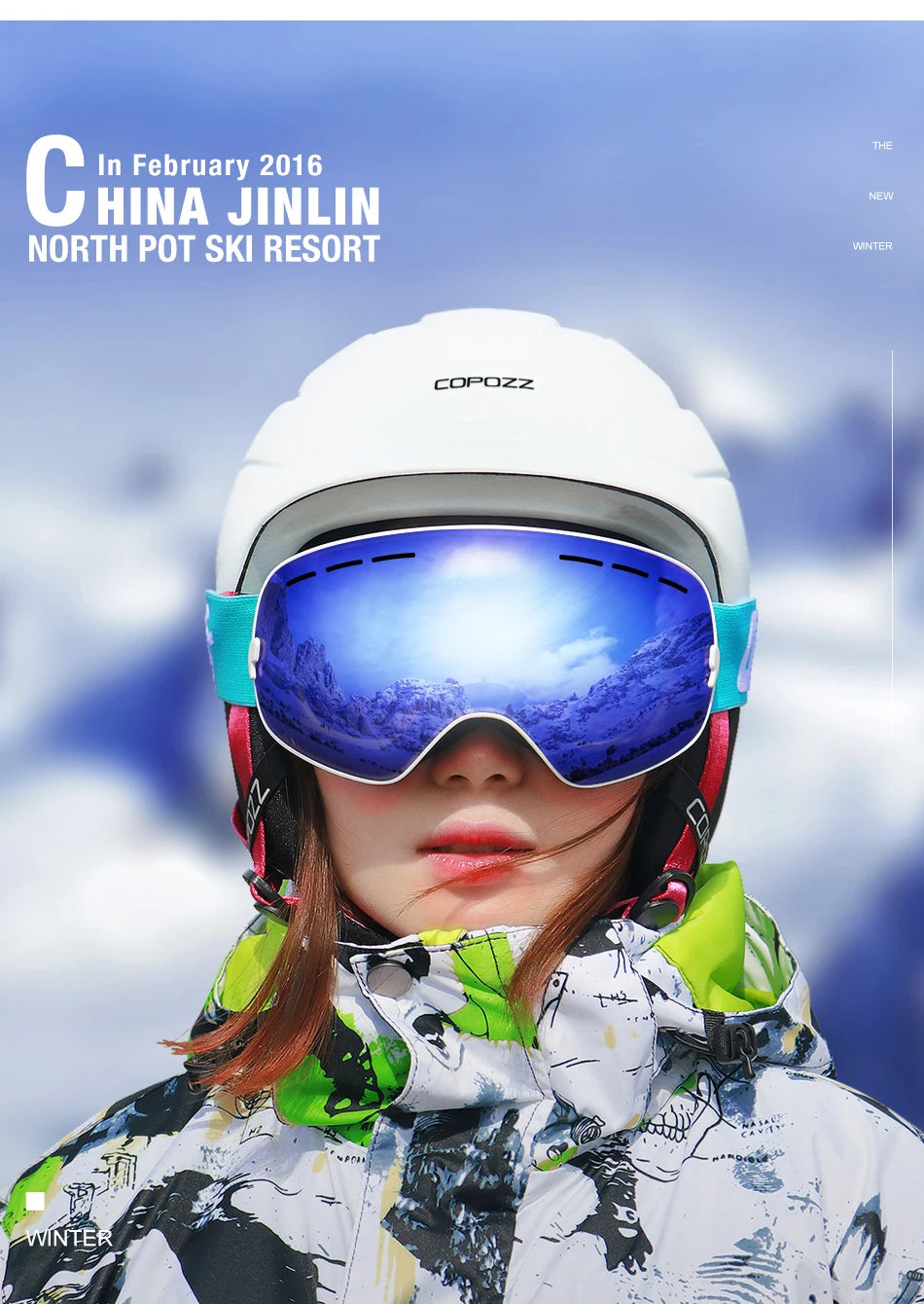 COPOZZ Brand Professional Ski Goggles Double Layers Lens Anti-fog UV400 Big Ski Glasses Skiing Snowboard Men Women Snow Goggles