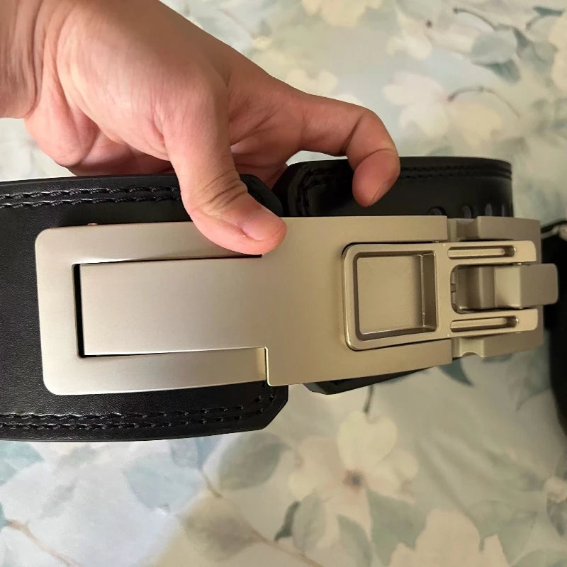 1pc Powerlifting Lever Belt Cowhide Leather Heavy Duty Weightlifting Waist Support Gym Squat Deadlift Training Back Protector