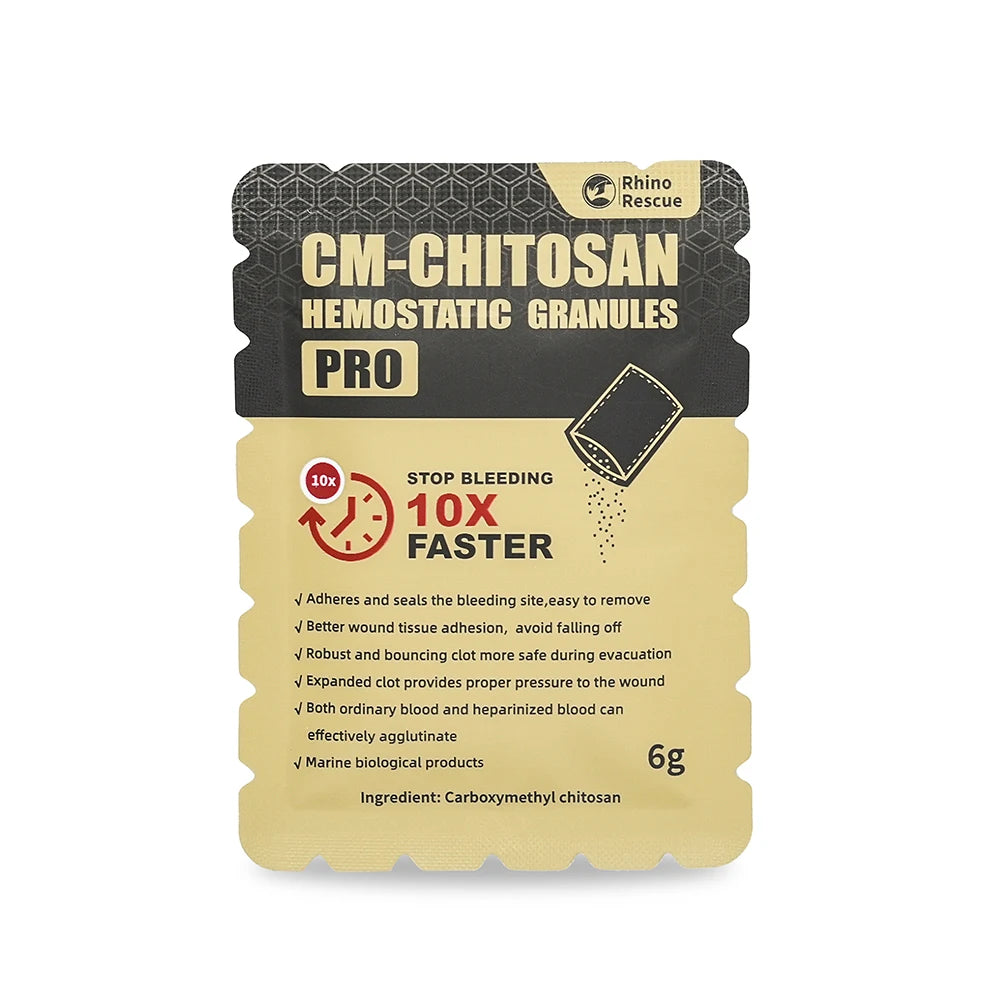 RHINO RESCUE Chitosan Hemostatic Powder Granular 6g/15g Hemostatic Granules Wound Dressing for Fast Bleed Control For Camping