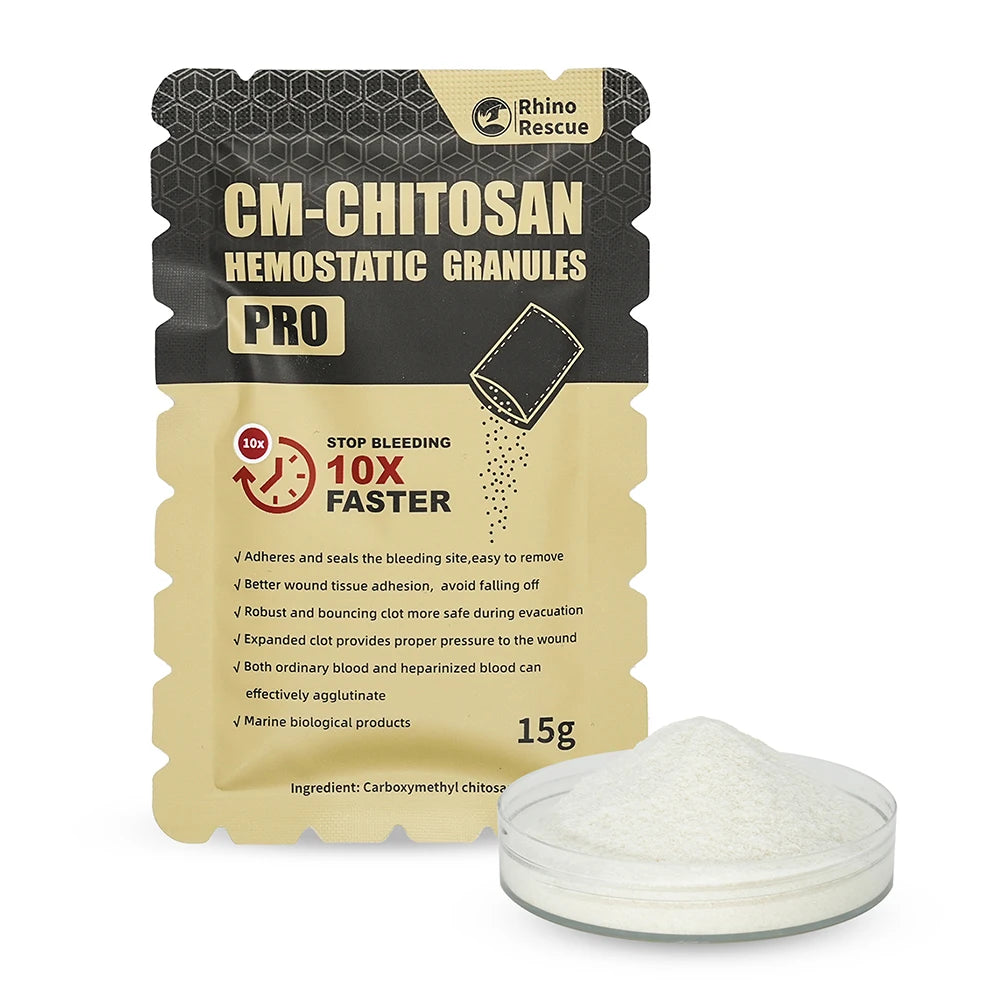 RHINO RESCUE Chitosan Hemostatic Powder Granular 6g/15g Hemostatic Granules Wound Dressing for Fast Bleed Control For Camping