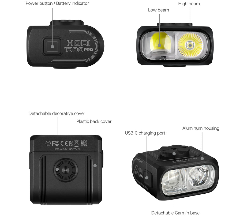 Magicshine HORI 1300PRO Dual Mounted Bike Light,Cut-off Line Beam Bicycle Light With ANT+ ,Compatible With Shimano Di2 System