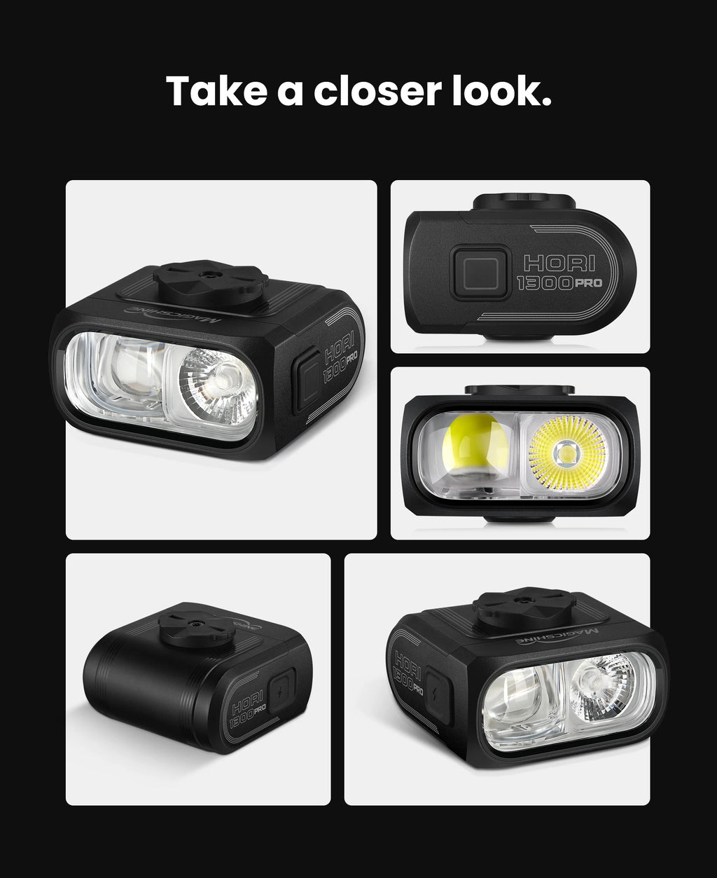 Magicshine HORI 1300PRO Dual Mounted Bike Light,Cut-off Line Beam Bicycle Light With ANT+ ,Compatible With Shimano Di2 System