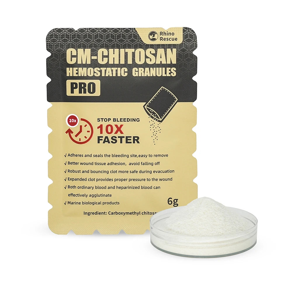 RHINO RESCUE Chitosan Hemostatic Powder Granular 6g/15g Hemostatic Granules Wound Dressing for Fast Bleed Control For Camping