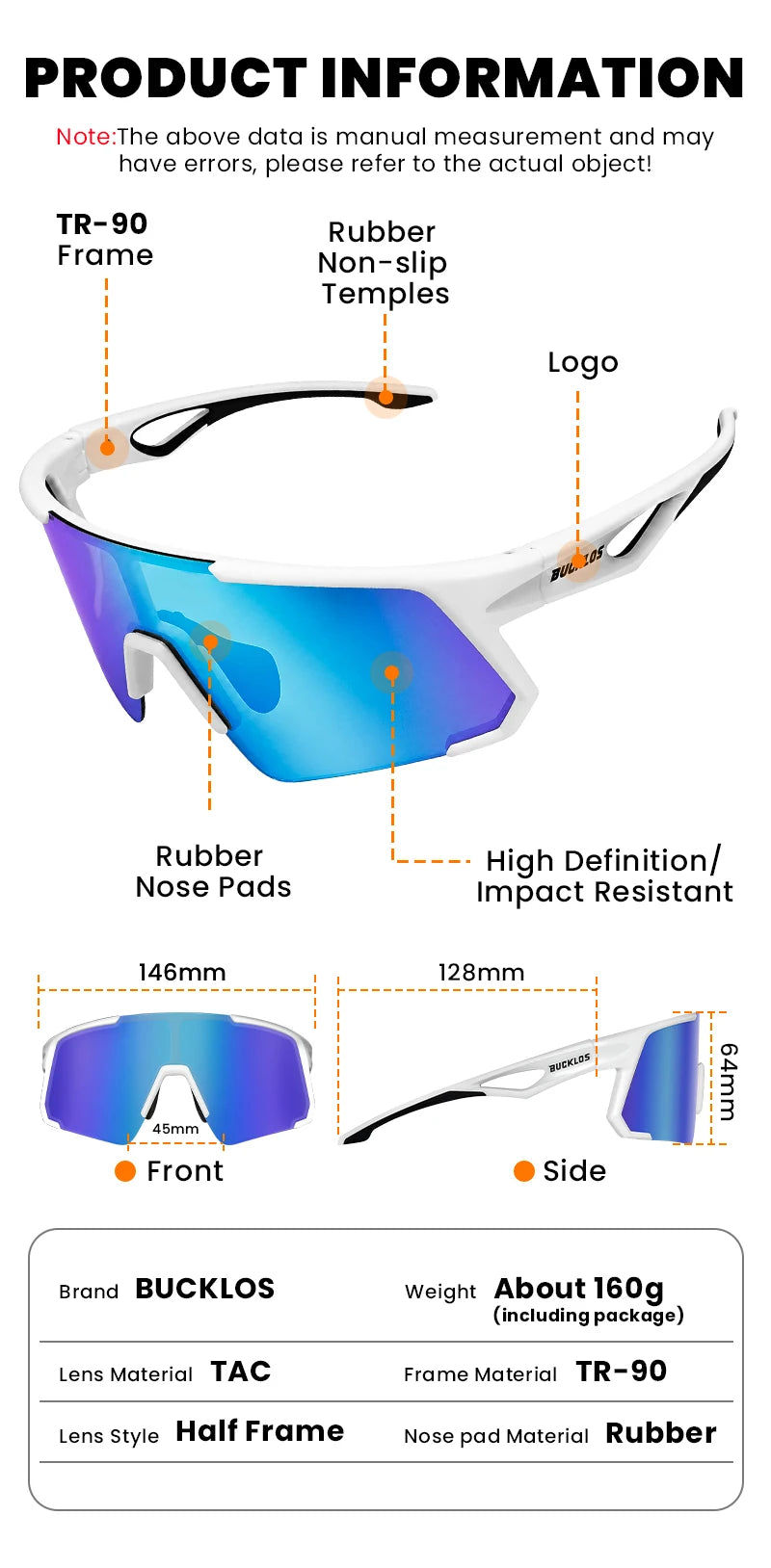 BUCKLOS Polarized Cycling Glasses UV400 Outdoor Sports Sunglasses Men Women MTB Cycling Goggles Road Bike Eyewear