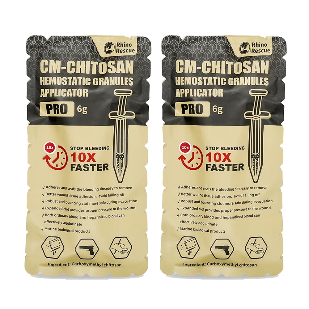 RHINO RESCUE Chitosan Hemostatic Powder Granular 6g/15g Hemostatic Granules Wound Dressing for Fast Bleed Control For Camping