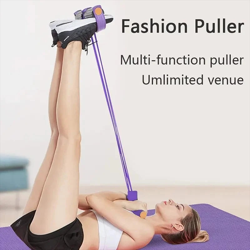 1PC Home Fitness Resistance Bands Set - 4 Elastic Pull Ropes for Full Body Workout Abdominal Exercise Rowing & Other Fitness Activities Strength And Flexibility Enhancer