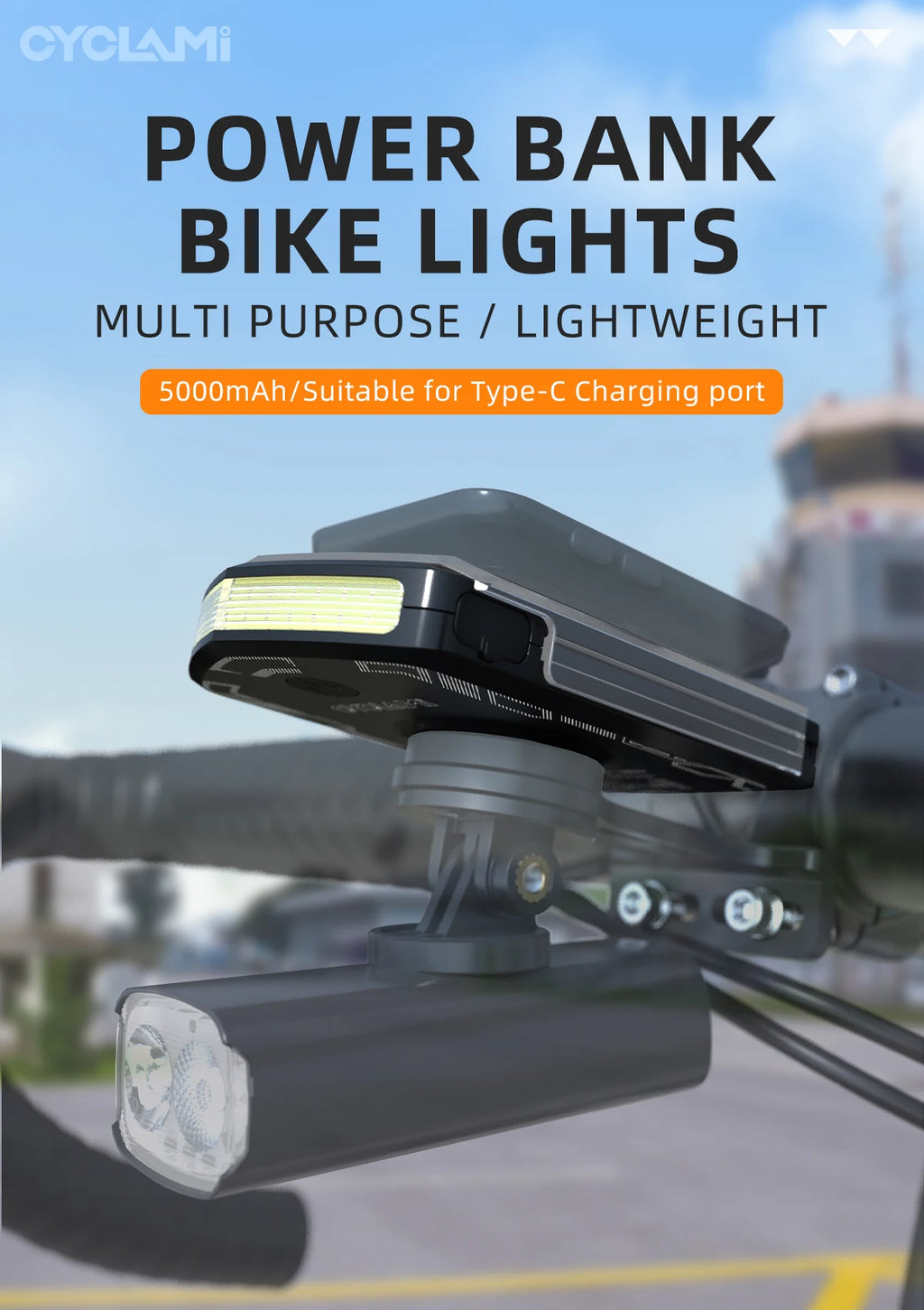 CYCLAMI RVL01 Bicycle Headlight Bike Light Cycling 5000mAh Type-C Charging Front Lamp For Garmin XOSS IGPSPORT COOSPO GEOID
