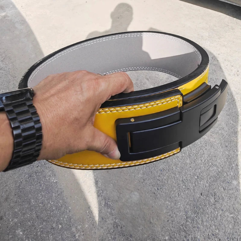 1pc Powerlifting Lever Belt Cowhide Leather Heavy Duty Weightlifting Waist Support Gym Squat Deadlift Training Back Protector
