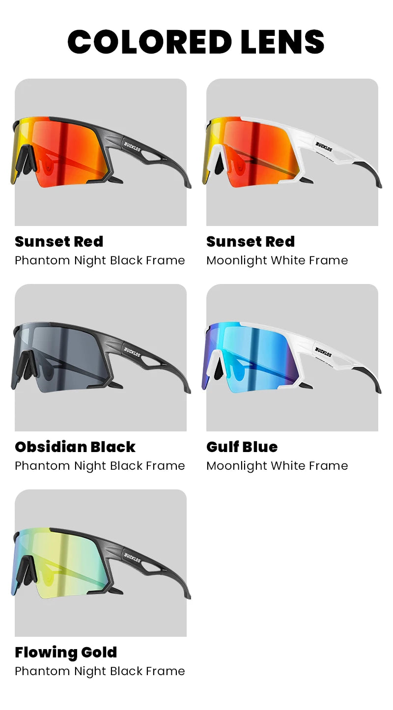 BUCKLOS Polarized Cycling Glasses UV400 Outdoor Sports Sunglasses Men Women MTB Cycling Goggles Road Bike Eyewear